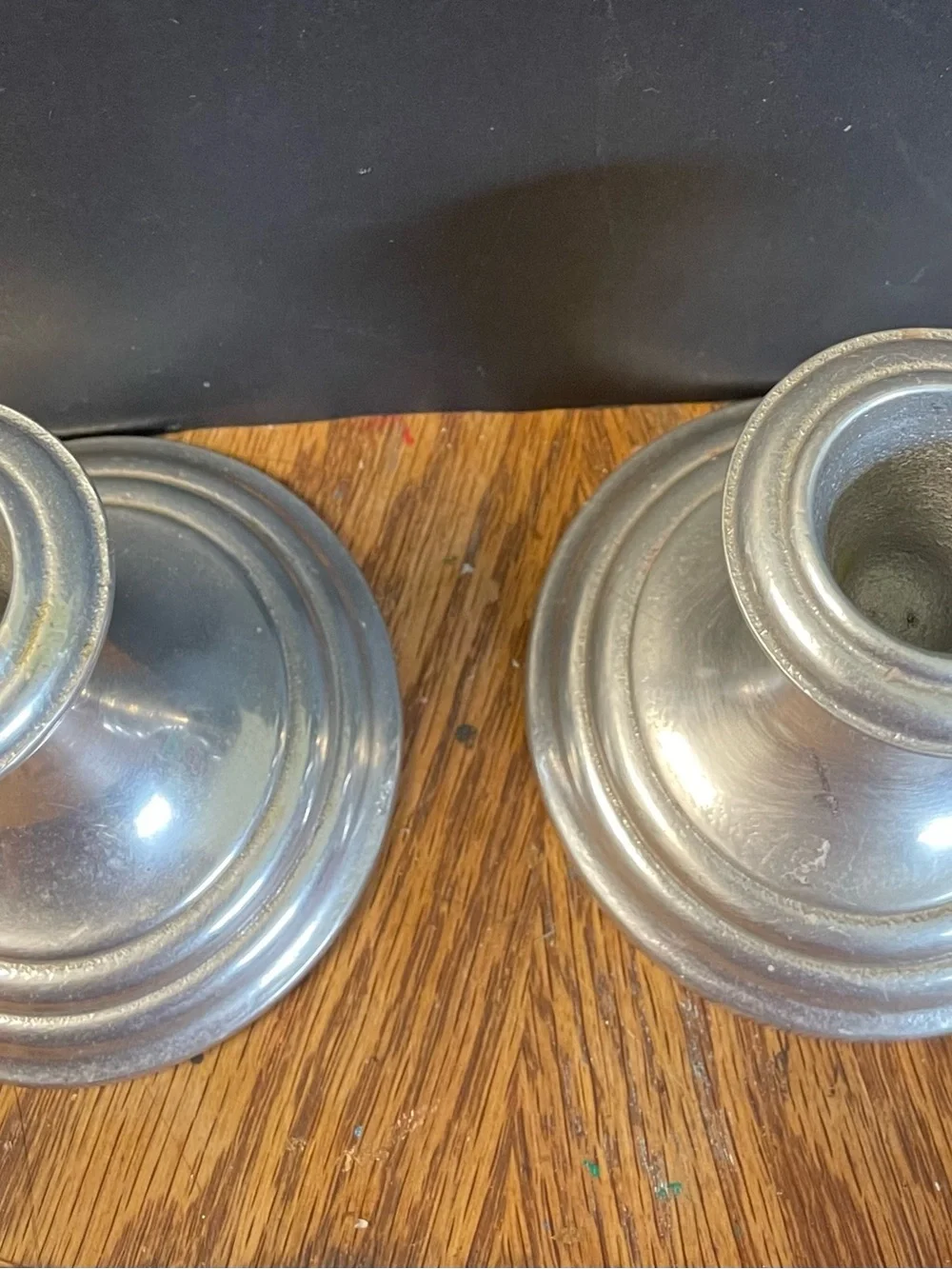 Vintage Wilton Pewter Pillar Candle Holders - Pair